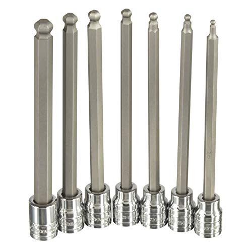 Kobalt 338629 7-Piece 3/8-Inch Drive Long Ball-Hex Bit Socket Set, Metric, includes 3, 4, 5, 6, 7, 8 and 10-mm Bit Sockets