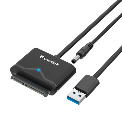 WAVLINK USB3.0 to SATA 3 Hard Drive Cable Adapter, SATA to USB A 5Gbps Adapter Cable, External Hard Drive Connector for 2.5 inch 3.5 inch HDD SSD Data - Include 12V/2A Power Adapter