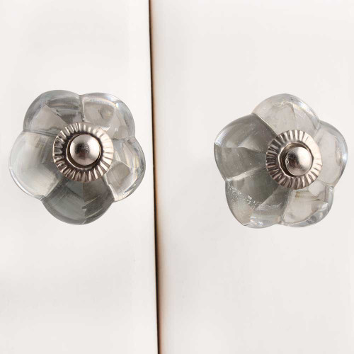 Indian Shelf 2 Pieces Knobs for Dresser Drawers | Melon Decorative Dresser Knobs | Clear Pull Knob | Glass Novelty Drawer Pulls | Shabby Chic Knobs | Bathroom Cabinet Door Knobs