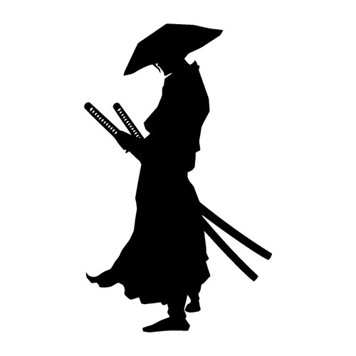 Wall Sticker in Japan Style-Japanese Warrior Samurai Katana-Vinyl Decal-Swords-Living Room Bar Club Restourant Wall Decor Decals-Custom Color-BG00-20-43d-11x18.4 in