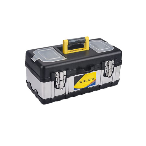 FLZOSPER 14-Inch Tool Box with Removable Tray?Portable Lockable Storage, Stainless Steel & Plastic Construction?Toolbox Organizer
