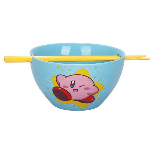 Bioworld Kirby Blue Ramen Bowl with Logo and Chopsticks