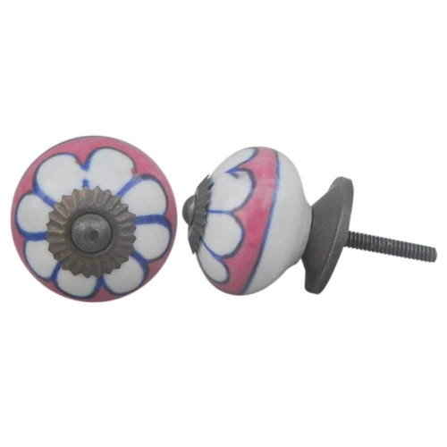 Indian Shelf 4 Pieces Kitchen Door Knobs for Cabinets | Flower Chest of Drawer Knobs | Dresser Hardware Knobs White | Western Drawer Pulls and Knobs Ceramic | Furniture Pulls | Unique Door Knobs