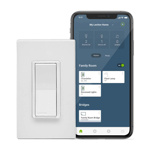 Leviton No-Neutral Decora Smart Switch, Requires MLWSB Wi-Fi Bridge to Work with My Leviton, Alexa, Google Assistant, Apple Home/Siri & Wire-Free 3-Way DN15S-2RW, White
