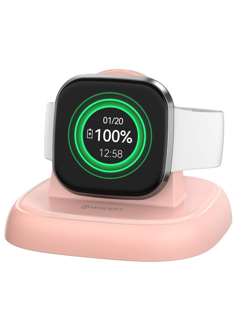 NEWDERY Charger Dock for Fitbit Sense 2/Sense/Versa 4/Versa 3, Magnetic Watch Charger Stand with Charging Cable, Charger Replacement Accessories for Fitbit Sense 2/Sense/Versa 4/Versa 3, Pink