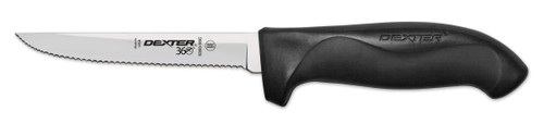 Dexter 5" scalloped utility knife, black handle