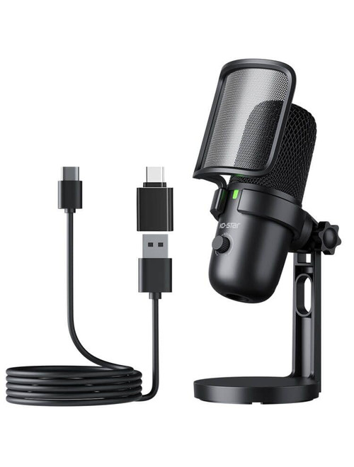 ???????? USB Microphone for PC,PC Mic for Streaming,Podcasts, Condenser Computer Desktop Mic on Mac/PS4/PS5 with Quick Mute,Gain knob & Monitoring Jack for Recording,Podcasting,YouTube