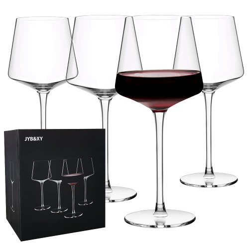 JYB&XY Red Wine Glasses Set of 4-Hand Blown Italian Style Crystal Bordeaux 22Oz Wine Glass-Clear Lead-Free Premium Blown Glassware Gift Packaging Wedding Anniversary or Birthday Gifts JYB&XY Red Wine Glasses Set of 4-Hand Blown Italian Style Crystal Bordeaux 22Oz Wine Glass-Clear Lead-Free Premium Blown Glassware Gift Packaging Wedding Anniversary or Birthday Gifts