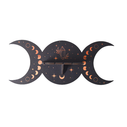Moon Phase Shelf Set - Phases of The Moon Wall Decor - Crescent Moon Shelf for Crystals - Moon Phase Wall Decor Crystal Shelf Display - Above Bed Wall Decor Bedroom Storage
