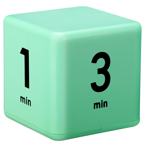 Sureio 1 Piece Cube Timer Gravity Sensor Flip Timer Kids Study Timer Workout Timer Game Timer Kitchen Timer Home Cooking Timer for Time Management (Green,1 3 5 10 Minutes)