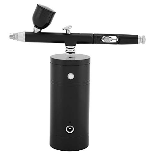 Multi-Purpose Airbrush Set - Mini Air Compressor Spray Gun, Dual Action 0.3mm Airbrush Gun, 7CC Capacity Set for Paint Art Tattoo Nail Design (Color : Black)