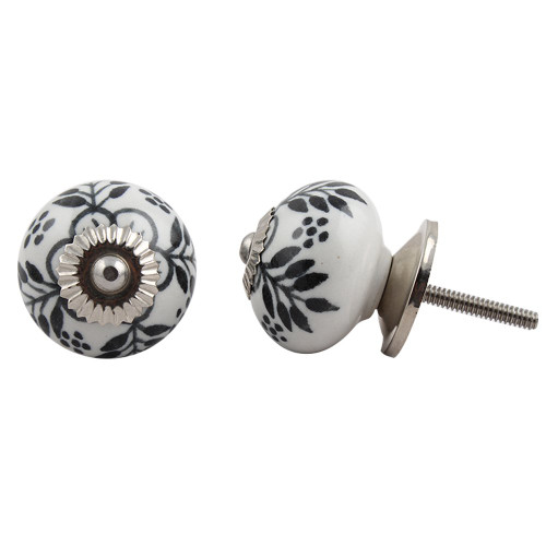 Indian Shelf 12 Pack Decorative Knob|Floral Door Knobs Kitchen Cabinets|Black Knobs for Drawers|Ceramic Dresser Knobs Girls Room|Dresser Drawer Knobs & Pulls|Modern Pull Hardware Cabinets