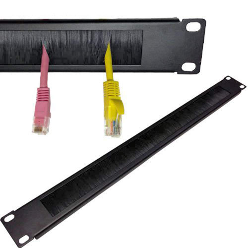 Brushed Grommet 1U Cable Manager Server Rack Wire Management System (bristles keep component clean) - 2 Pack