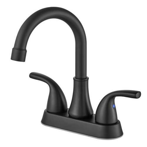 Cinwiny 4 Inch Centerset Bathroom Sink Faucet Lavatory Basin Mixer Tap Matte Black Double Hole Two Handle Swivel Spout 360 Degree Deck Mount Vanity Vessel Faucet