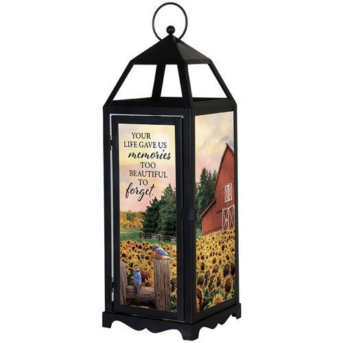 Carson Panoramic View Memorial Lantern with Flameless Candle - Sympathy Gift for Funeral - Loss of Loved One - Remembrance Lantern for Home Decor - Masculine Bereavement Gift (Memories)
