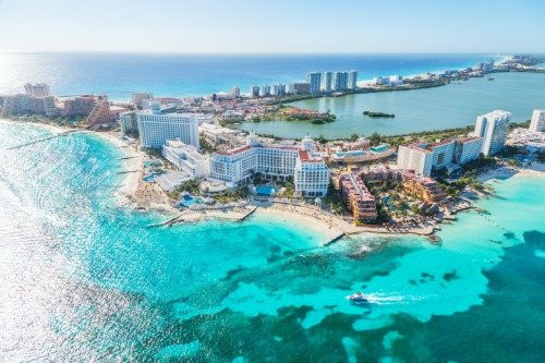 ConversationPrints CANCUN MEXICO SKYLINE GLOSSY POSTER PICTURE PHOTO BANNER aerial view beach