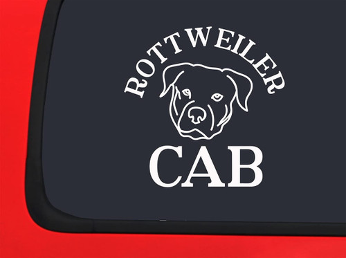 Car Sticker Rottweiler Cab Funny Dog Driving Car Love Car Window Decal Sticker White 7 Inch