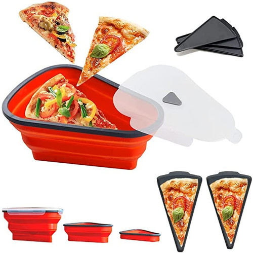 DqsWko Pizza Storage Container Expandable,Pizza Container with 5 Microwavable Serving Trays,Reusable Pizza Storage to Organize Save Space,Microwave Safe,Adjustable Pizza Slice Container(red)