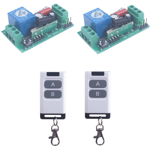 110V Wireless Light Switch Kit for Lights Lamps Fans Outdoor Indoor 433MHz Remote Control Free Receiver Relay ON OFF 110V Remote Light Switch,Learn Code Controller (2X Control+2X Receiver)