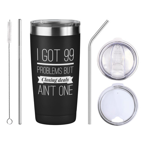 Realtor Viking Tumbler Black 20oz - I Got 99 Problems But Closing Deals Ain't One - Real Estate for Agent Salesman Office Employee Boss Coworkers Realtor Viking Tumbler Black 20oz - I Got 99 Problems But Closing Deals Ain't One - Real Estate for Agent Salesman Office Employee Boss Coworkers