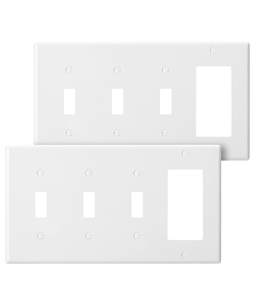 Bates- Combination Wall Plate, 2 Pack, 3-Toggle/1-Decorator, White Light Switch Cover Plate, Switch Covers, Outlet Plate Cover, Wall Plate Cover, Wall Plates, 4 Gang Switch Plate Bates- Combination Wall Plate, 2 Pack, 3-Toggle/1-Decorator, White Light Switch Cover Plate, Switch Covers, Outlet Plate Cover, Wall Plate Cover, Wall Plates, 4 Gang Switch Plate