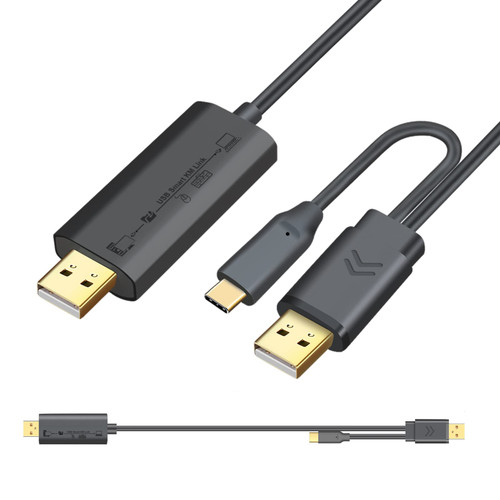Easy USB File Transfer Cable pc to pc/MacBook, HBAVLINK USB A to USB C/A 2.0 Data Transfer Cable for pc to pc, pc to MacBook, MacBook to pc, Support Keyboard&Mouse Sharing KVM Switch Easy USB File Transfer Cable pc to pc/MacBook, HBAVLINK USB A to USB C/A 2.0 Data Transfer Cable for pc to pc, pc to MacBook, MacBook to pc, Support Keyboard&Mouse Sharing KVM Switch