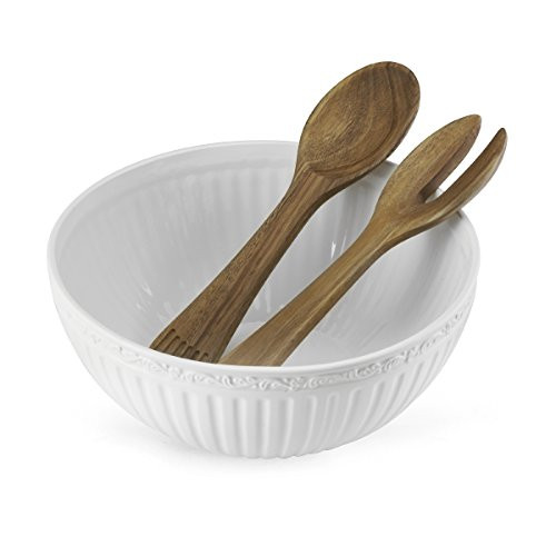 Mikasa Italian Countryside Salad Serving Bowl with Serving Utensils