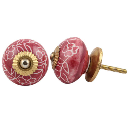 Indian Shelf 6 Pieces Dresser Pull Knobs | Floral Kid Drawer Pulls | Pink Farmhouse Knobs | Ceramic Cute Cabinet Knobs | Western Drawer Knobs | Unique Dresser Knobs