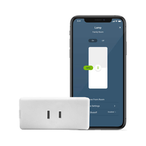 Leviton Decora Smart Dimmer Plug, Wi-Fi 2nd Gen, Works with Matter, My Leviton, Alexa, Google Assistant, Apple Home/Siri & Wire-Free Anywhere Companions for Switched Outlet, D23LP-2RW, White
