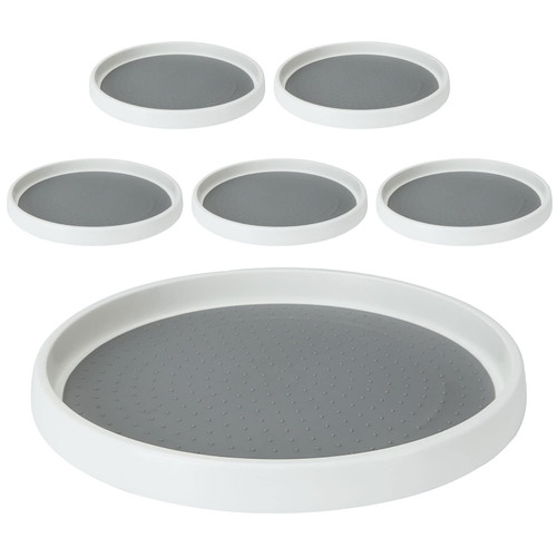 FVIEXE 3PCS Non-Skid Cabinet Lazy Susan Turntable 10 Inch, 360 Degree Rotating Kitchen Spice Rack Spinning Lazy Susan Turntable Organizer, Pantry Countertop Vanity Bathroom Display Stand White/Gray