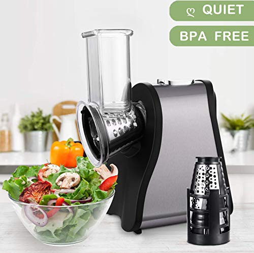 Professional Salad Maker Electric Slicer/Shredder with One-Touch Control and 4 Free Attachments for fruits, vegetables, and cheeses