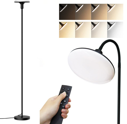 LOIWON Led Floor Lamp, Bright Sky Torchiere Floor Lamps with Adjustable Gooseneck, Dimmable Floor Reading Lamp with Remote Control, Modern Tall Standing Lamp for Living Room, Bedroom and Office