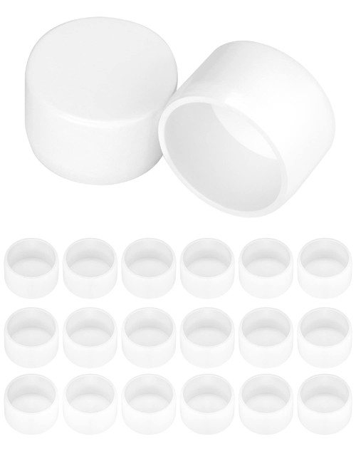 QWORK PVC Pipe End Cap Fitting, 20 Pcs 1-1/4" Furniture Grade SCH40 Pipe Plug Socket Fitting, External End Cap, White
