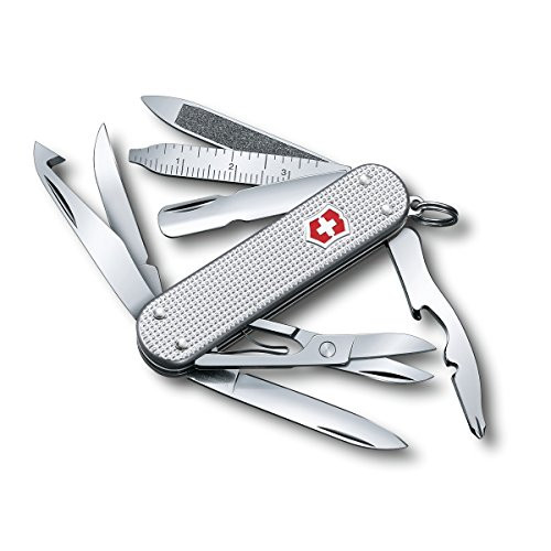 Victorinox Swiss Army Multi-Tool, MiniChamp Pocket Knife, Silver Alox