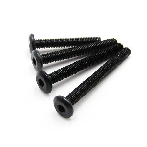 QuarkMRO - M3 M4 M5 M6 M8 Black Steel Furniture Connector Bolts Hex Flat Head Allen Screws (M5x6mm,200)