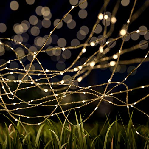 Pure Garden Warm White Outdoor Starry String Solar Powered Fairy 200 LED 8 Lighting Modes for Patio, Backyard, Events, 2 Pack