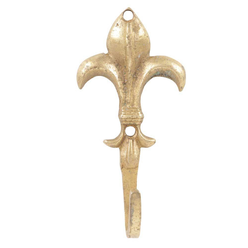 Indian Shelf Wall Hooks for Keys | Gold Western Coat Hooks | Brass Wall Hanger | Flor De Lis Single Wall Hooks | Wall Hook for Hanging [12.70 cm]