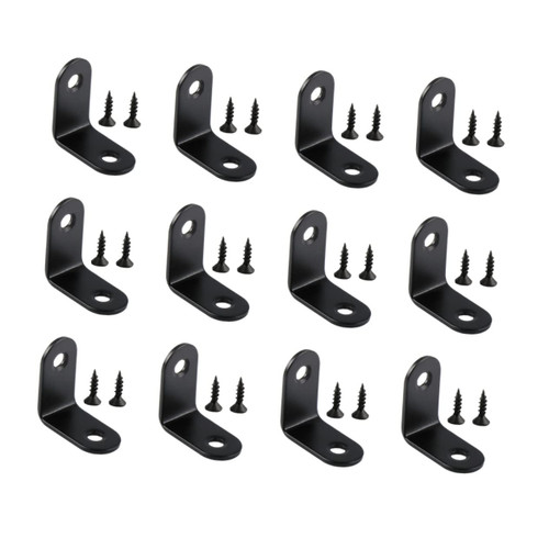 Cabilock 24 Pcs Right Angle Bracket Corner Code Wood Corner Shelf Angle Brackets for Wood Metal Corner Shelf Right Angle l Bracket Stainless Steel Corner Brackets Metal Shelving Black Metal