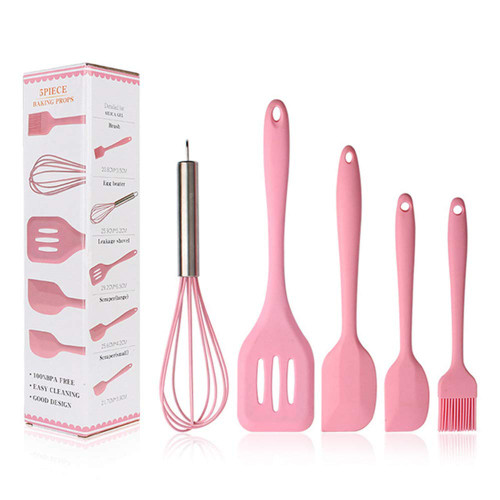 Silicone Spatula Set, 5 Piece Heat Resistant Non-Stick Spatulas Brush Set, Kitchen Cooking Baking Utensils for Nonstick Cookware.