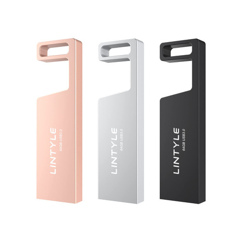 LINTYLE 3 Pack USB Flash Drive 64GB USB 3.0 Thumb Drive with Keychain, 64G 64GB Metal USB Drive 3.0 Memory Stick Jump Drive Flash Drives (64GB, 3 Colors: Black Gold Silver)