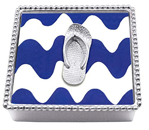 Mariposa 889-C Flip Flop Beaded Napkin Box One Size Silver