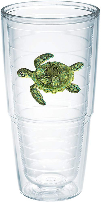Tervis Green Turtle Made in USA Double Walled Insulated Tumbler Travel Cup Keeps Drinks Cold & Hot, 24oz - No Lid, Clear
