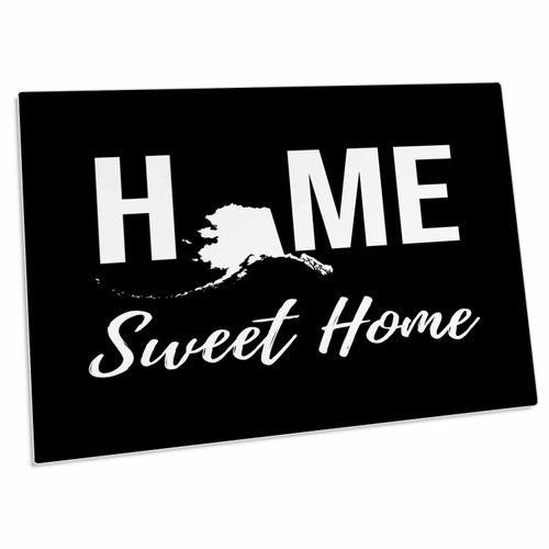 3dRose Home Sweet Home. Alaska State. Black Background. - Desk Pad Place Mats (dpd-323866-1)