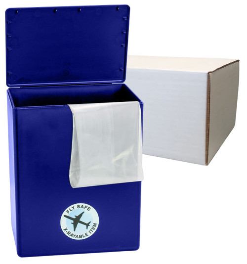 TSA Approved Fly-Safe and Temporary Travel Cremation Urn Kit for Human Ashes - Airline and Mail Friendly - 200 Cubic Inch Capacity - Airline-Ready Blue Plastic Urn with Included Mailing Box