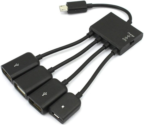 Dawmawm Micro USB OTG Adapter with Power for Fire Stick TV 3 USB Port Adapter, Micro OTG Cable, Power Compatible with Streaming Sticks, Media Devices, Rii and Logitech Keyboards