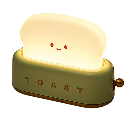 MOSHOU Cute Toast Bread Night Lamp, Dimmable LED Rechargeable Small Lamp with Smile Face Toast Bread Shape Room Decor Night Light for Bedroom, Bedside, Living Room, Dining, Desk Decorations, Gift