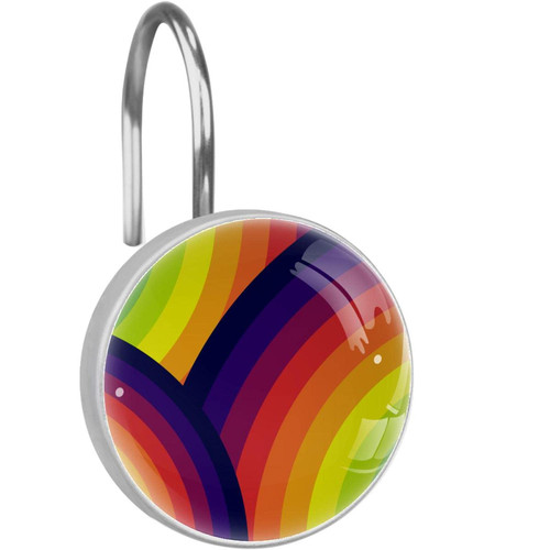 Color Background Decorative Shower Curtain Hooks, Stainless Steel Shower Hook Rings for Bathroom, Crystal Glass Shower Curtain Rings Hanger, Set of 12