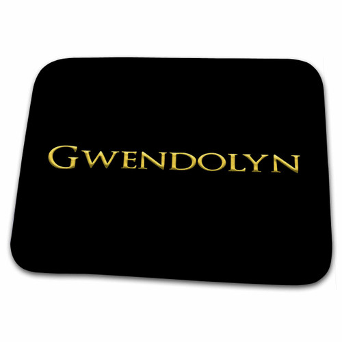 3dRose Gwendolyn common girl name in the USA. Yellow on black... - Dish Drying Mats (ddm-339259-1)