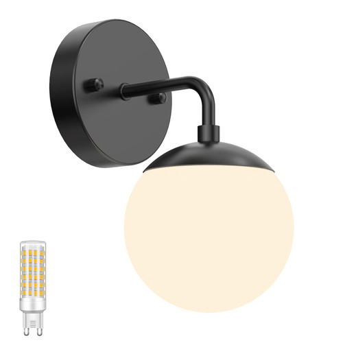 Tipace Black Sconce Light 1 Light,Black Wall Sconce,Modern Globe Wall Light for Restaurant Living Room Bedside Stairs Bathroom Mirror(3000K G9 Bulb Include) Tipace Black Sconce Light 1 Light,Black Wall Sconce,Modern Globe Wall Light for Restaurant Living Room Bedside Stairs Bathroom Mirror(3000K G9 Bulb Include)