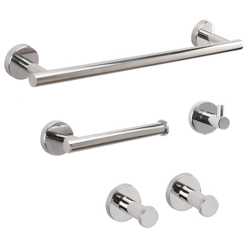 Vanloory 5 Pieces Bathroom Hardware Set 304 Stainless Steel-Towel Rack Set Include Premium Bath Hand Towel Bar+Toilet Paper Holder+3 Robe Towel Hooks Bathroom Accessory Towel Bar Set (16IN, Chrome)